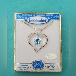 Glass Baron December Birthstone  Glass Heart Necklace